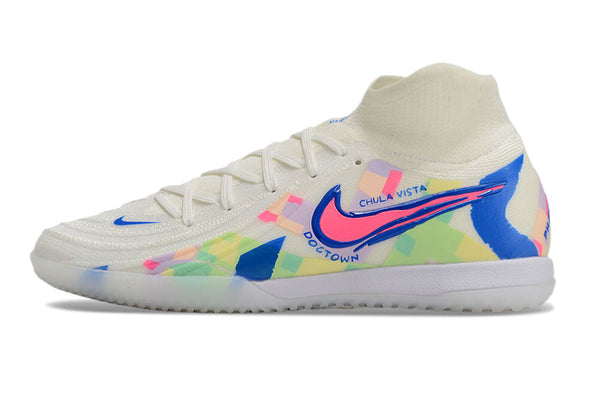 Chuteira Futsal Nike Phantom Luna Elite Ic Branca Azul e Rosa Rainbow - Pack
