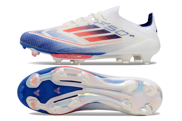 Chuteira Campo Adidas F50 Fg Branca Azul e Vermelho Advancement Pack - 1