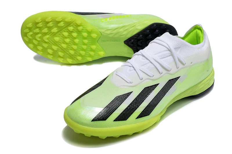 Chuteira Society Adidas X Crazyfast 1 Tf Branca e Verde Crazyrush - Pack