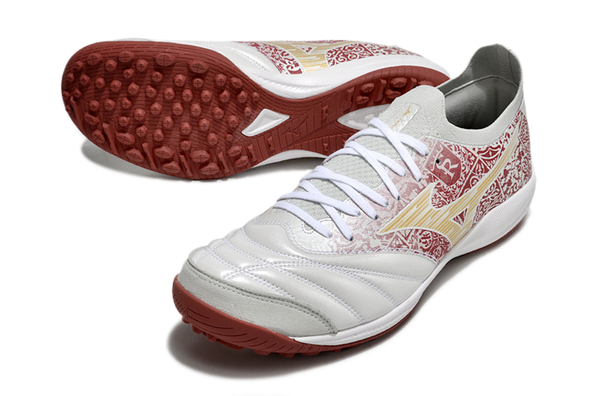 Chuteira Society Mizuno Morelia Neo Sala Tf Branca e Vermelha Charge Pack