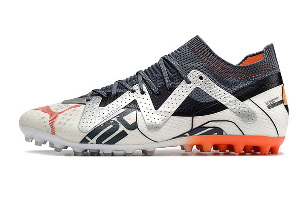 Chuteira Society Puma Future Ultimate Mg Branca e Laranja Astronaut - Pack
