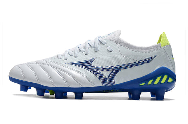 Chuteira Campo Mizuno Morelia Neo 3 Fg Branca e  Azul