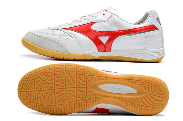 Chuteira Futsal Mizuno Morelia Sla Ic Branca e Vermelha