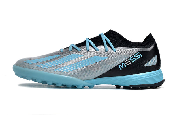 Chuteira Society Adidas X Crazyfast Messi 1 Tf Prata e Azul - Infinito