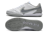 Chuteira Futsal Nike Tiempo Legend 9 Elite Branca e Cinza - Focus