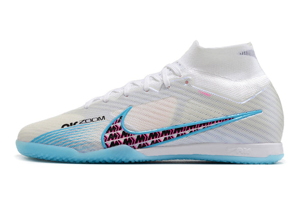 Chuteira Futsal Nike Air Zoom Mercurial Superfly 9 Elite Branca e - Azul