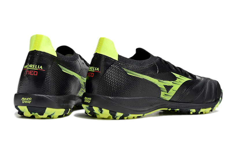 Chuteira Society Mizuno Morelia Neo Sala Tf Preta e Verde