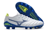 Chuteira Campo Mizuno Morelia Neo 3 Fg Branca e  Azul