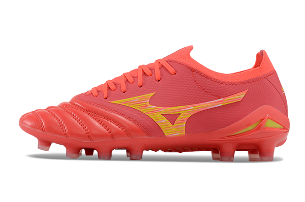 Chuteira Campo Mizuno Morelia Neo 4 Beta Fg Vermelha e Dourada Release Pack