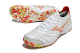 Chuteira Society Mizuno Morelia Neo Sala Tf Branca Vermelha e Amarela