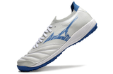 Chuteira Society Mizuno Morelia Neo Sala Tf Branca e Azul Mugen Pack
