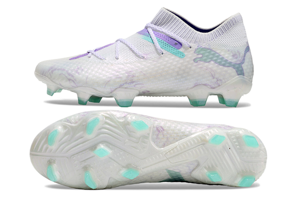 Chuteira Campo Puma Future 7 Fg Branca Verde e Roxo Brilliance Pack