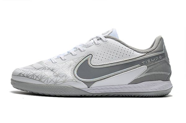 Chuteira Futsal Nike Tiempo Legend 9 Elite Branca e Cinza - Focus