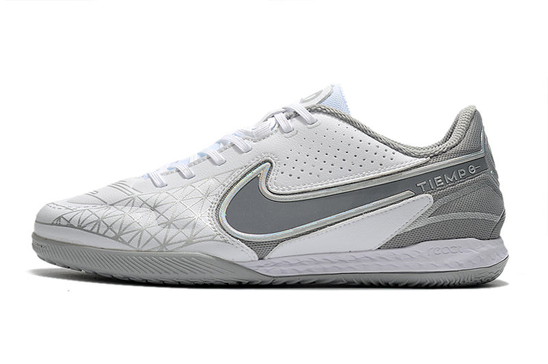 Chuteira Futsal Nike Tiempo Legend 9 Elite Branca e Cinza - Focus