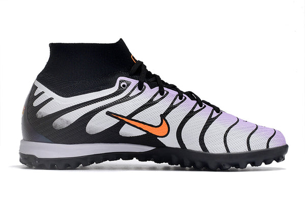 Chuteira Society Nike Air Zoom Mercurial Superfly 9 Elite Tf Branca Roxa e - Preta