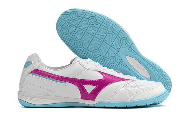 Chuteira Futsal Mizuno Morelia Sala Ic Branca Rosa e Azul