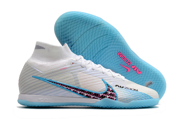 Chuteira Futsal Nike Air Zoom Mercurial Superfly 9 Elite Branca e - Azul