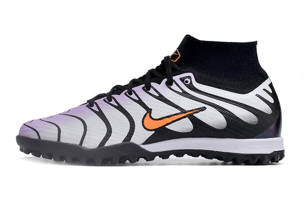 Chuteira Society Nike Air Zoom Mercurial Superfly 9 Elite Tf Branca Roxa e - Preta
