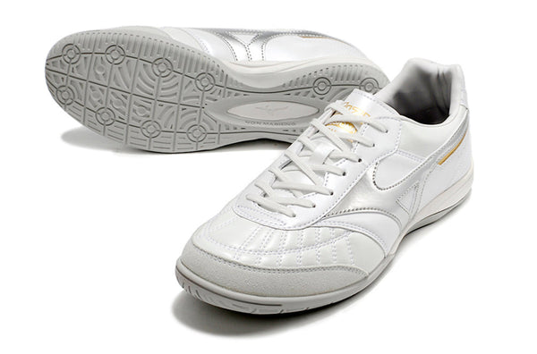Chuteira Futsal Mizuno Morelia Sala Ic Branca e Prata
