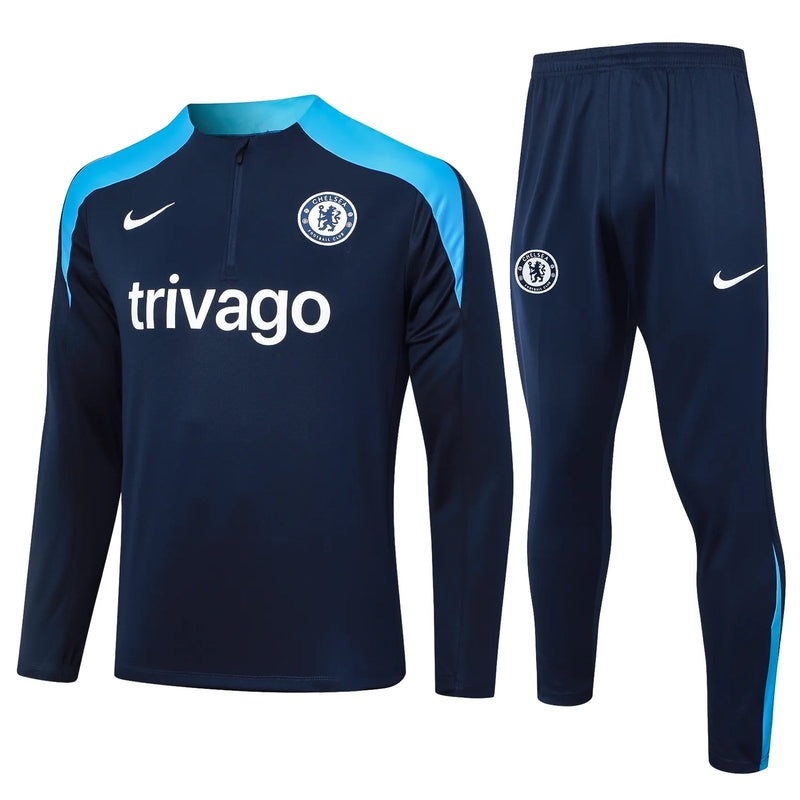 Conjunto Agasalho Treino Chelsea 24/25 Azul - Escuro