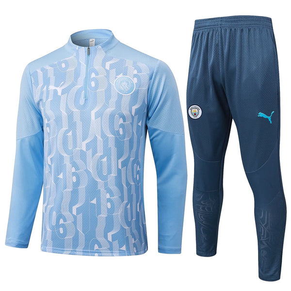 Conjunto Agasalho Treino Manchester City 24/25 Azul - Claro
