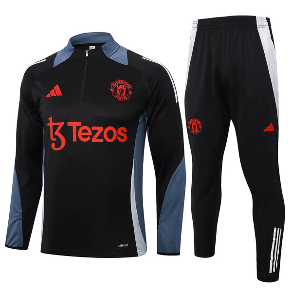 Conjunto Agasalho Treino Manchester United 24/25 Preto e - Cinza