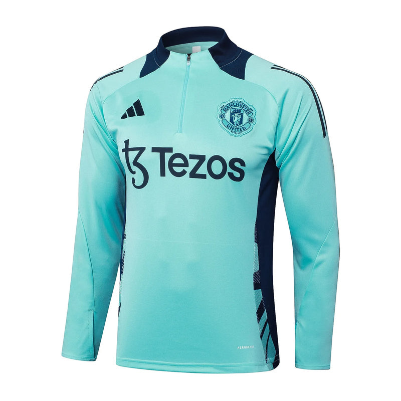 Conjunto Agasalho Treino Manchester United 24/25 Azul - Turquesa