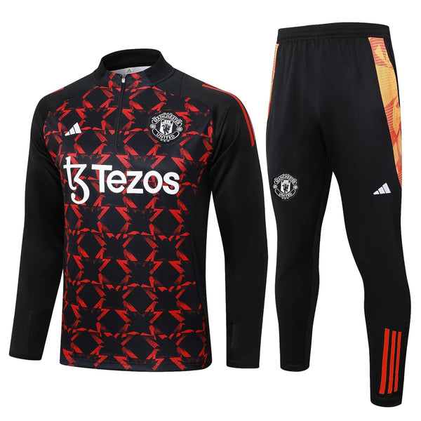 Conjunto Agasalho Treino Manchester United 24/25 Vermelho e - Preto
