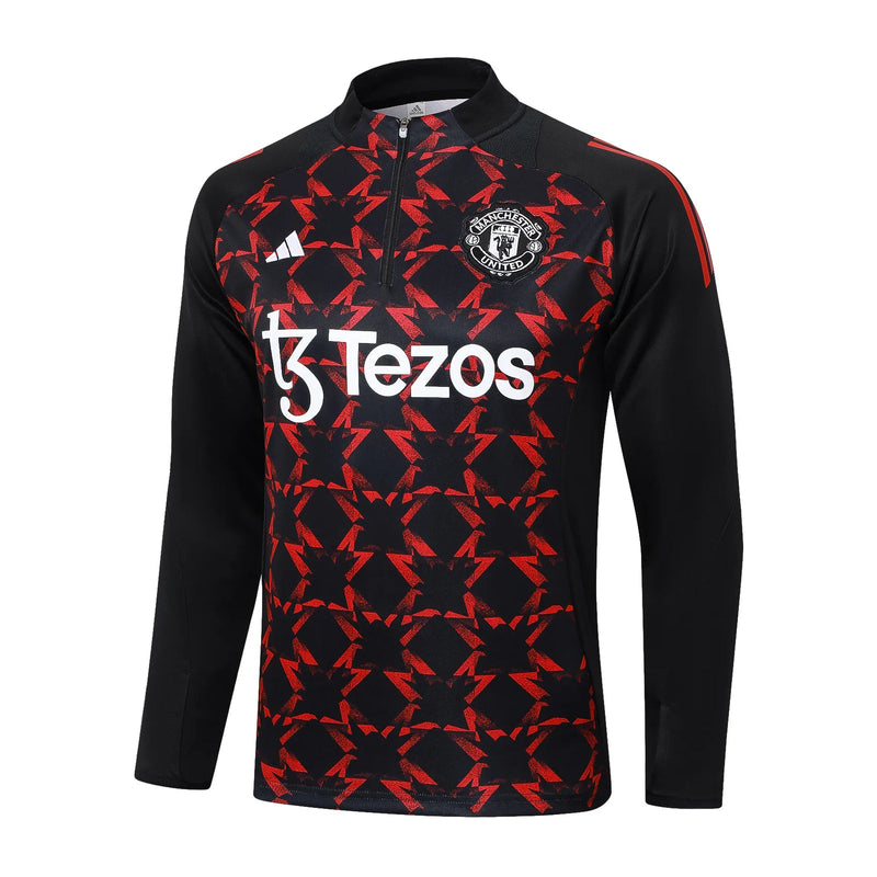 Conjunto Agasalho Treino Manchester United 24/25 Vermelho e - Preto