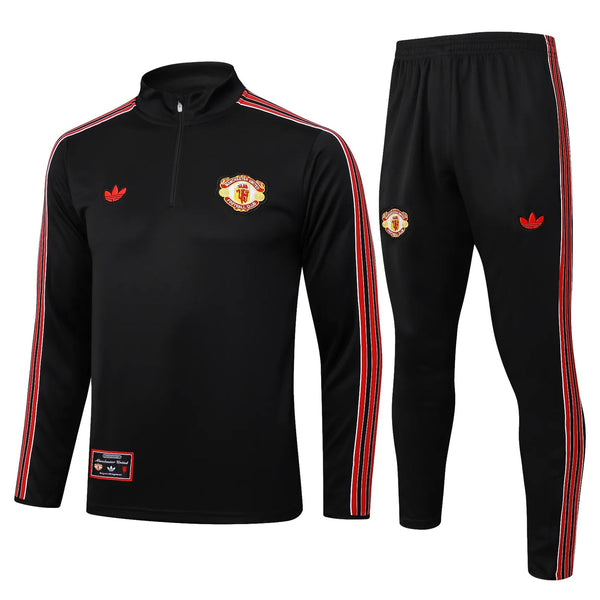 Conjunto Agasalho Treino Manchester United 24/25 Preto e - Vermelho