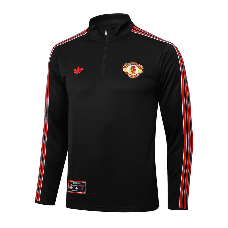 Conjunto Agasalho Treino Manchester United 24/25 Preto e - Vermelho