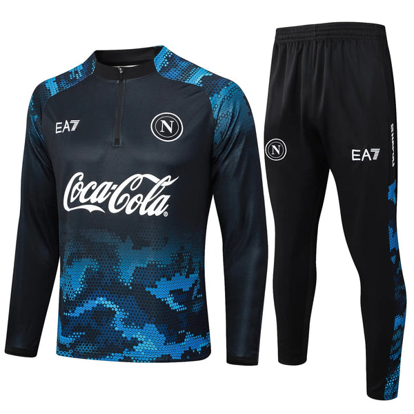 Conjunto Agasalho Treino Napoli 24/25 Azul e - Preto