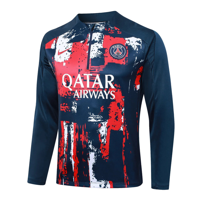 Conjunto Agasalho Treino Psg 24/25 Azul e - Vermelho