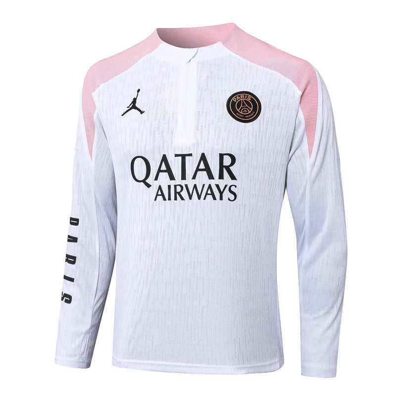Conjunto Agasalho Treino Psg 24/25 Branco e - Rosa