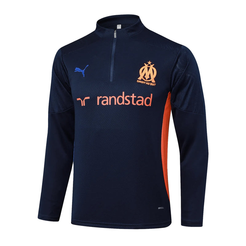 Conjunto Agasalho Treino Olympique de Marseille 24/25 Azul - Escuro