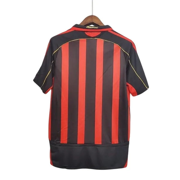 Camisa Milan Home 06/07 Retrô Vermelha e - Preta