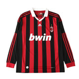 Camisa Milan Home 09/10 Retrô Manga Longa Vermelha e - Preta