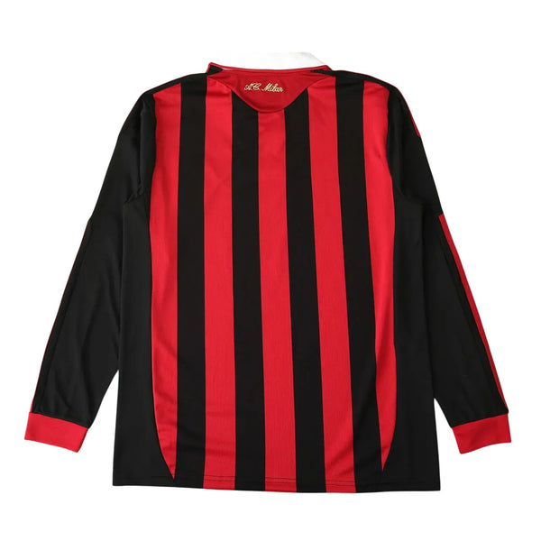 Camisa Milan Home 09/10 Retrô Manga Longa Vermelha e - Preta