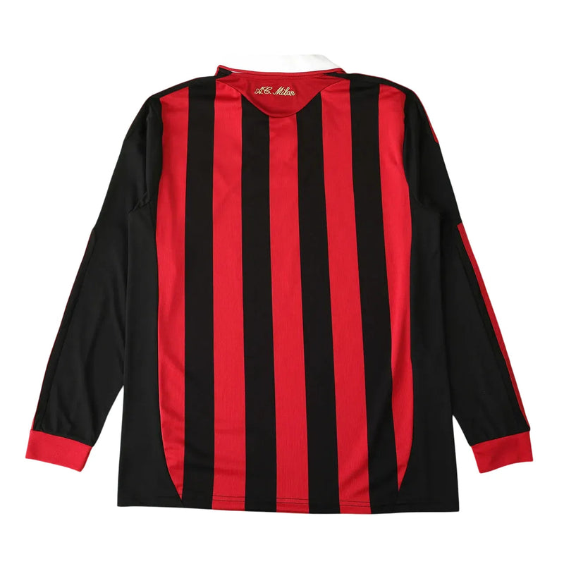 Camisa Milan Home 09/10 Retrô Manga Longa Vermelha e - Preta