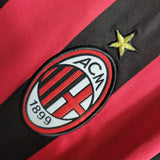 Camisa Milan Home 09/10 Retrô Manga Longa Vermelha e - Preta