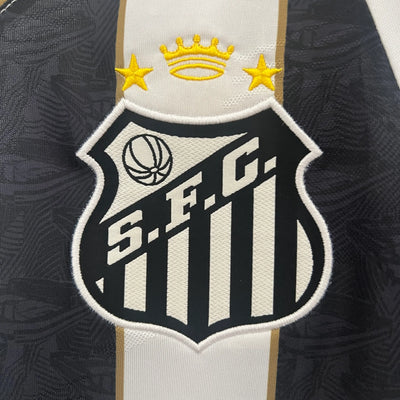 Camisa Santos Away 24/25 - Branca e Preta - Torcedor C/ Patrocínio