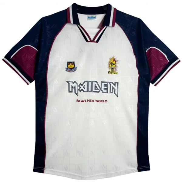 Camisa West Ham Away 1999 Retrô Iron Maiden - Branca