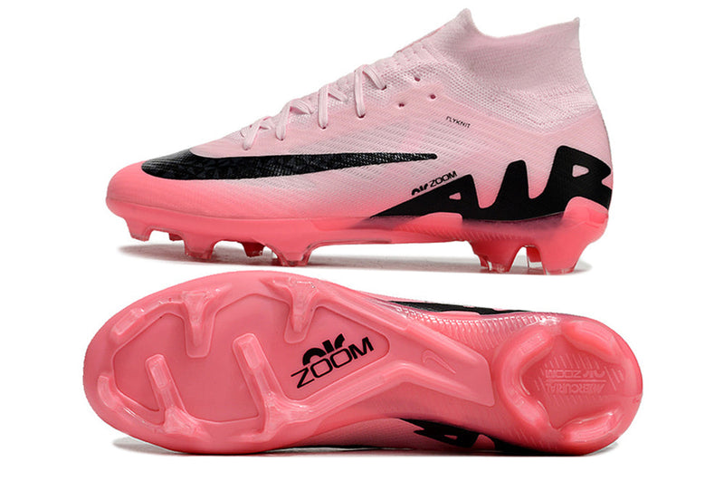 Chuteira Campo Nike Air Zoom Mercurial Vapor 15 Elite Fg Rosa e Preto Mad Brilliance Pack Cano - Alto