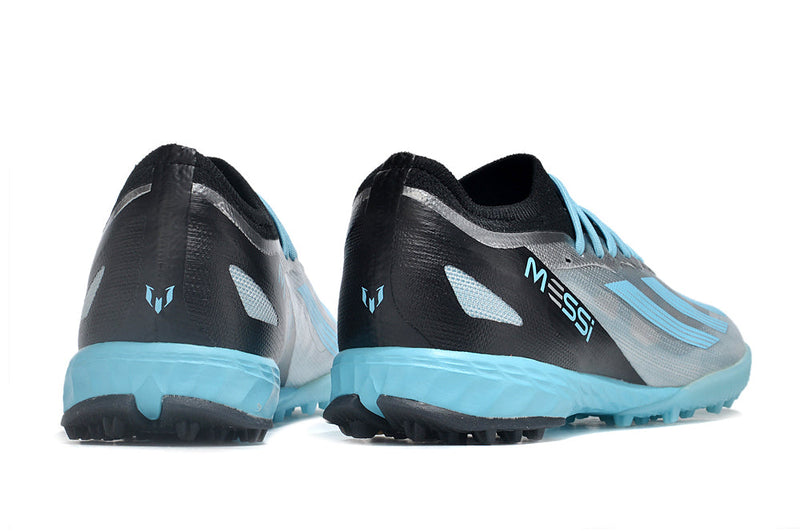 Chuteira Society Adidas X Crazyfast Messi 1 Tf Prata e Azul - Infinito