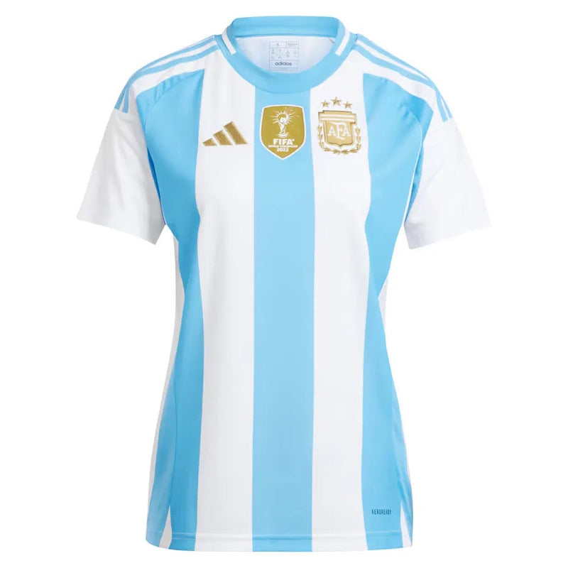 Camisa Argentina Feminina Home 2024 Azul e - Branca