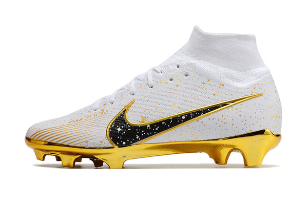 Chuteira Campo Nike Air Zoom Mercurial Superfly 9 Branco Preto e - Dourado