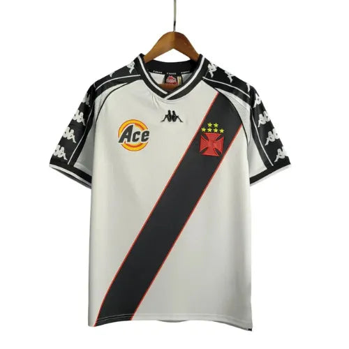 Camisa Vasco da Gama Away 2000 Retro Kappa Branca e Preta - Torcedor