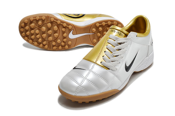 Chuteira Society Nike Total 90 Tf Branca e - Dourada