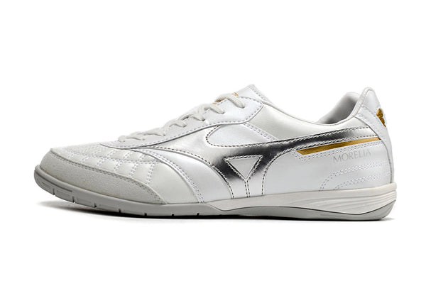 Chuteira Futsal Mizuno Morelia Sala Ic Branca e Prata