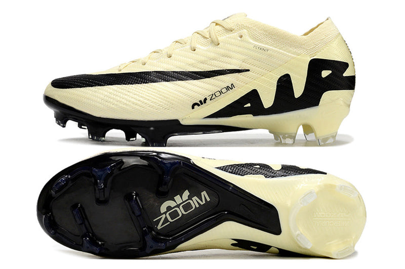 Chuteira Campo Nike Air Zoom Mercurial Vapor 15 Elite Fg Bege e Preta Mad Ready - Pack